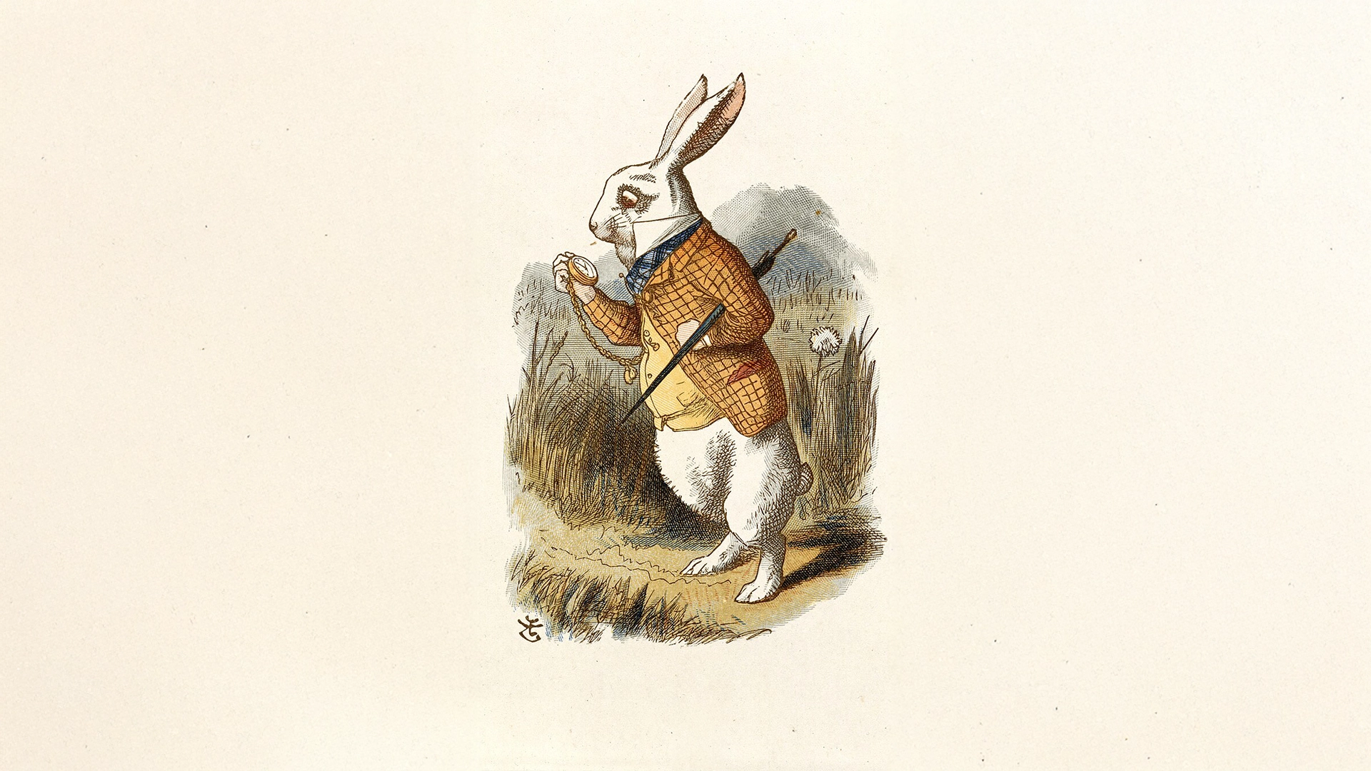 L'illustrazione originale di john tenniel del bianconiglio di alice nel paese delle meraviglie - un riferimento all'articolo: Mi serve per ieri! il tempo è denaro o no?